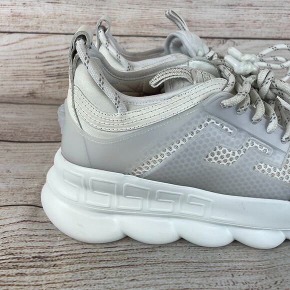 Versace Chain Reaction Mens Sneakers Sz 40 (US 7) White Mesh Rubber Suede - Picture 9 of 16
